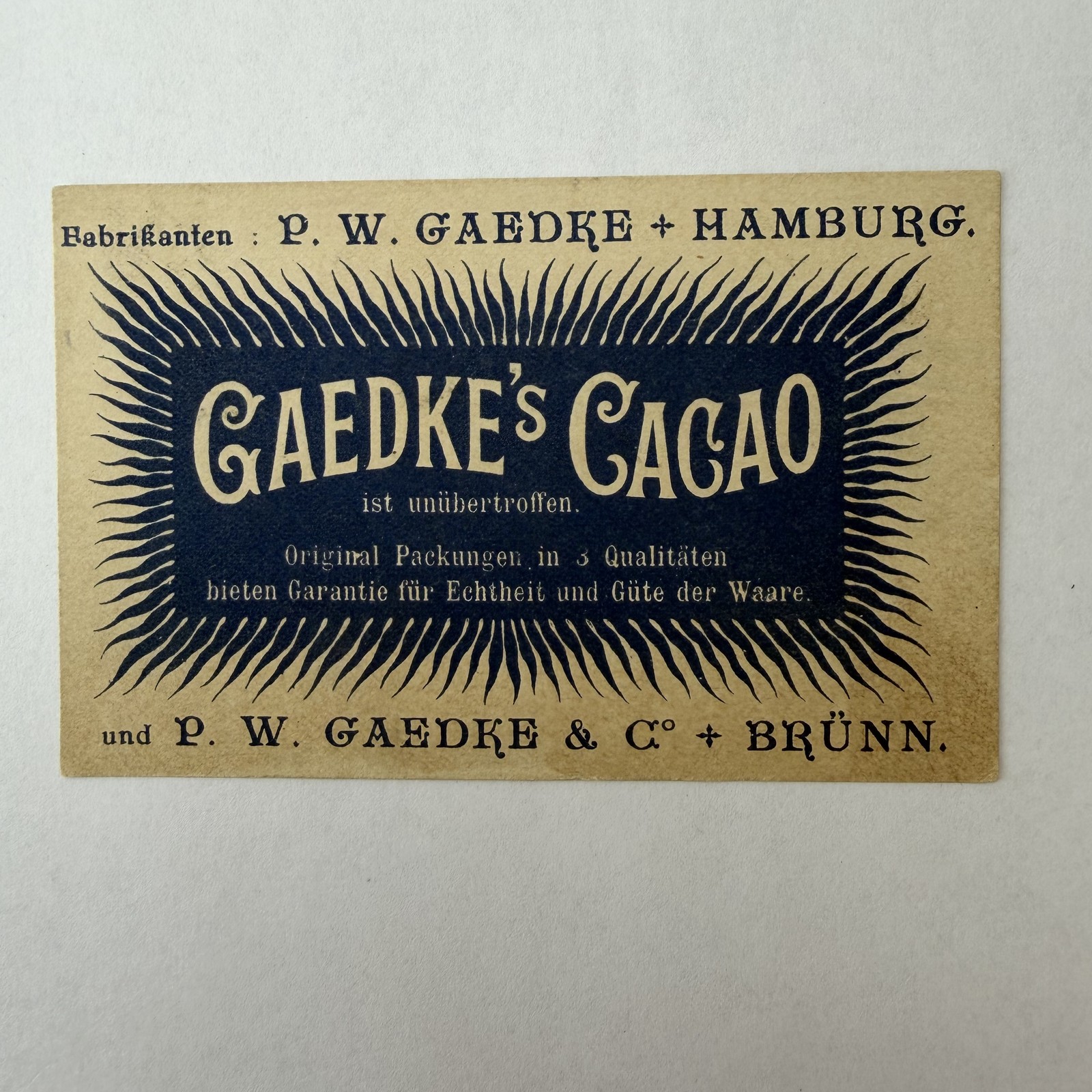 Hamburg Germany PW Gaedke Trade Card Cacao Pommes de Terre Children Potato Hats