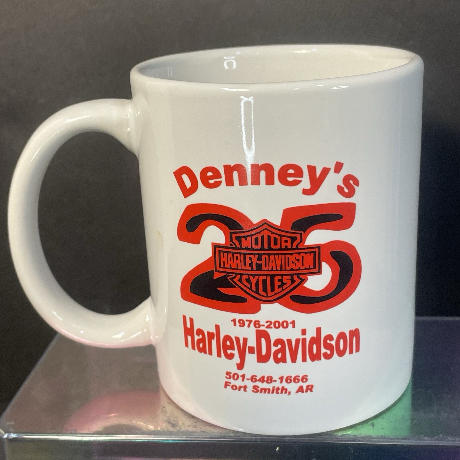 Denny’s Harley Davidson Fort Smith AR 25th Anni Mug Coffee Cup 95.3 The X Radio