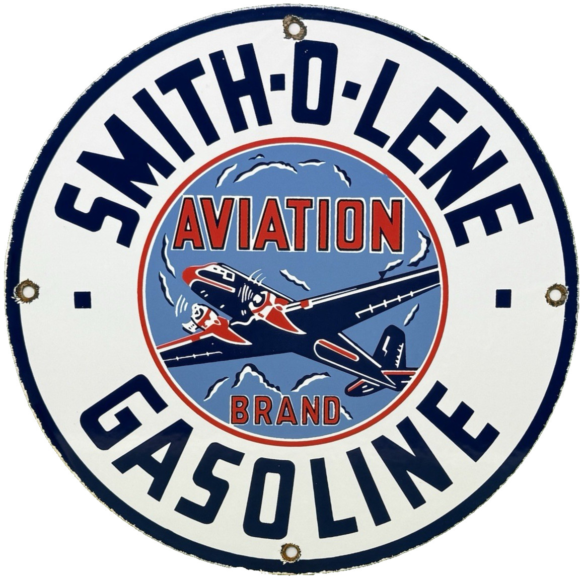 VINTAGE SMITH-O-LENE PORCELAIN SIGN GAS STATION PUMP PLATE MOTOR OIL SERVICE