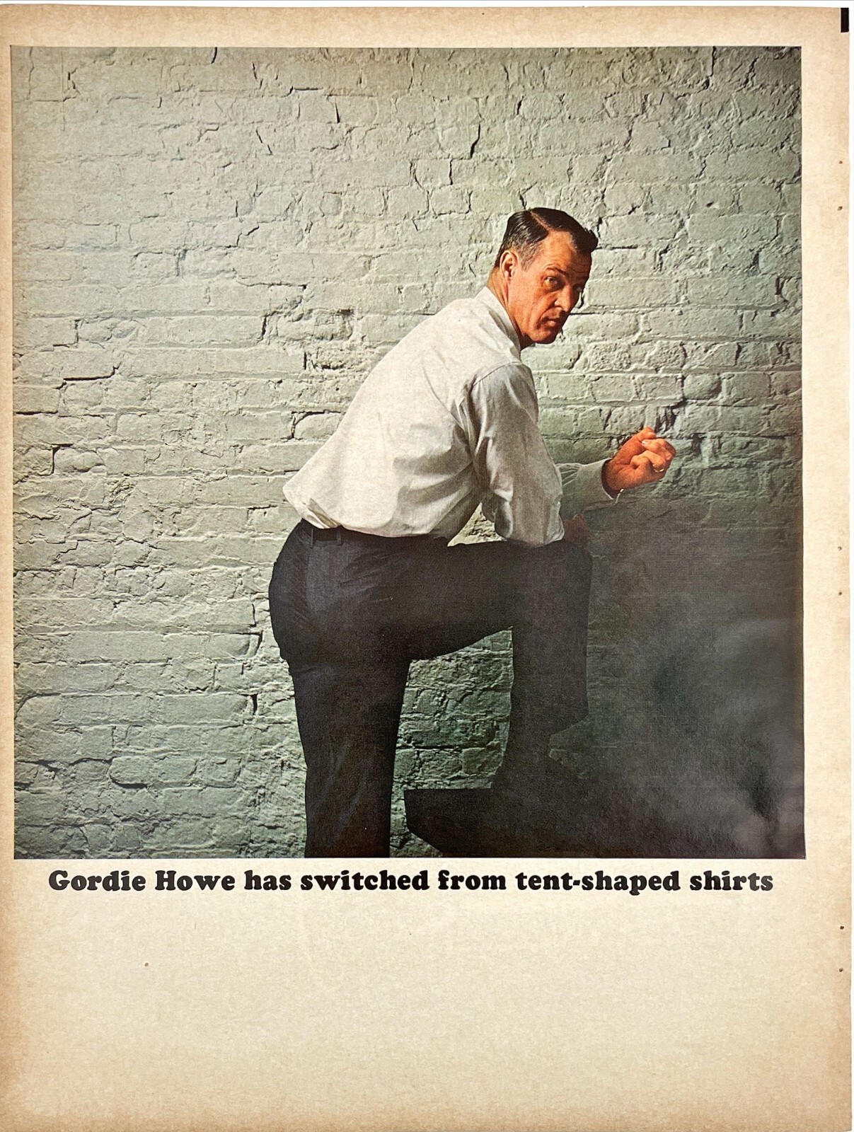 Gordie Howe Detroit Red Wings Mens Fashion Shirts Fabrics Vtg Pop Art Print Ad