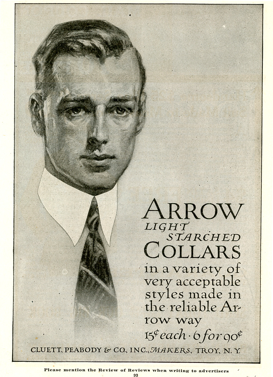 1916 Original Arrow Light Starched Collar Ad. JC Leyendecker. Gay Interest