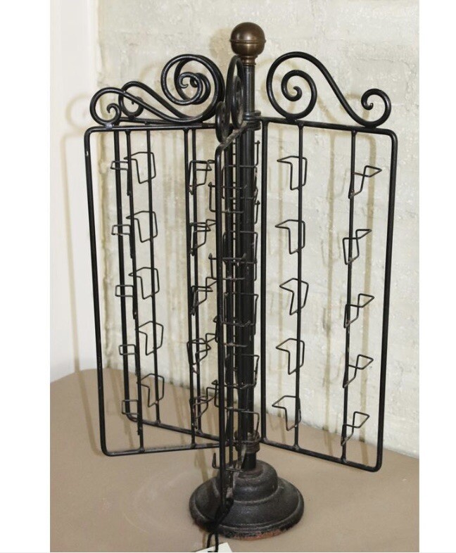 BEST Antique Postcard Stand Metal Wire Rack Rotating Cast Iron Store Display