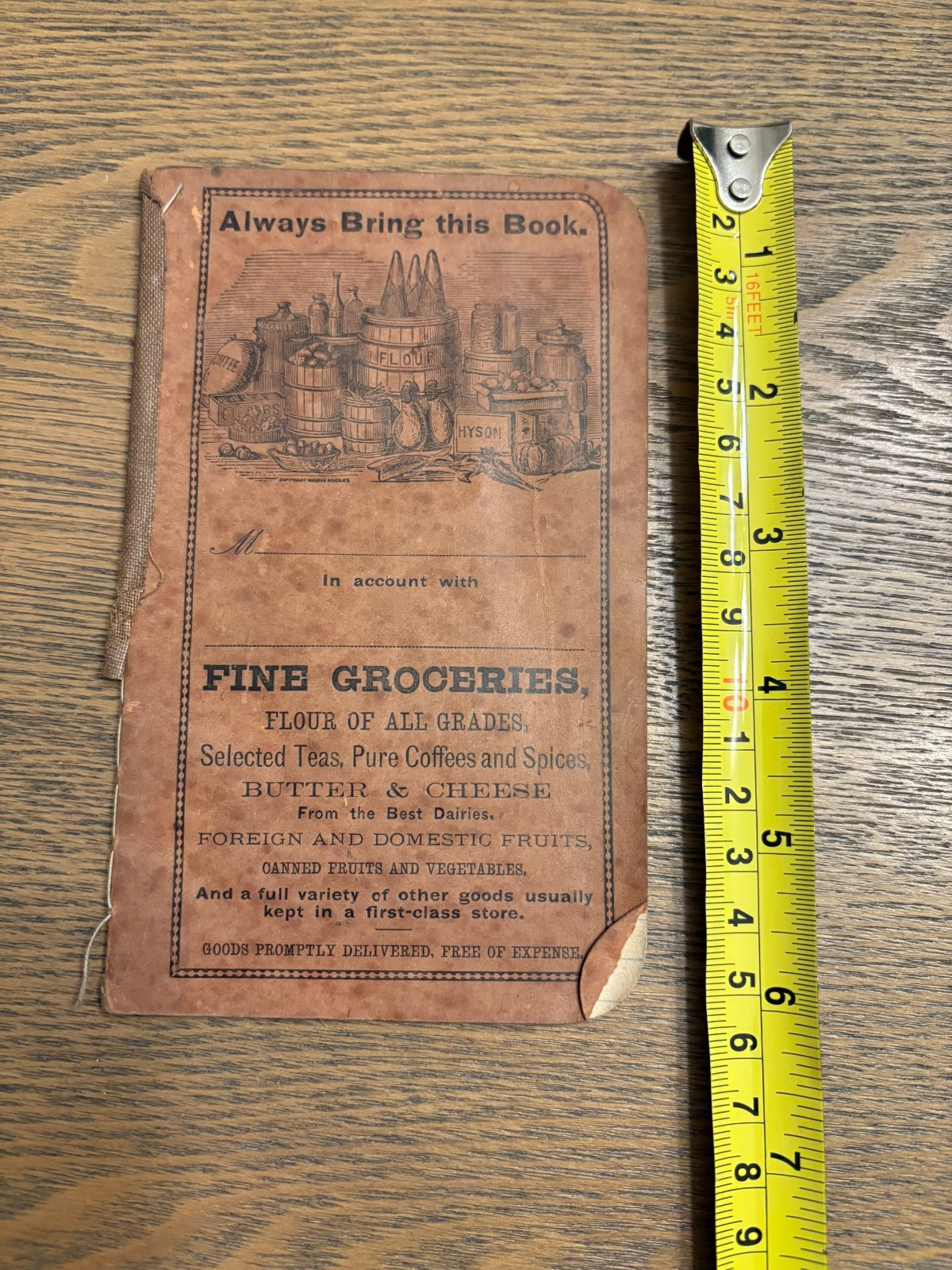 Antique Notepad: 1800s Always Bring This Book Fine Groceries Want/Shopping List