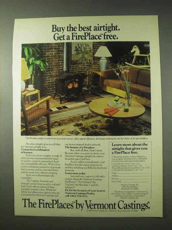 1984 Vermont Castings Fireplace Ad – Best Airtight