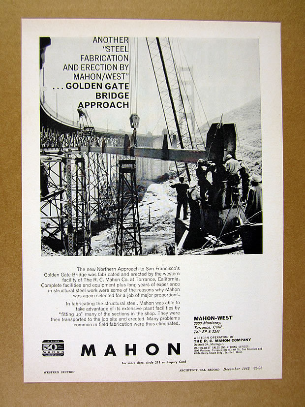 1962 new Northern Approach to Golden Gate Bridge photo Mahon Steel print Ad
