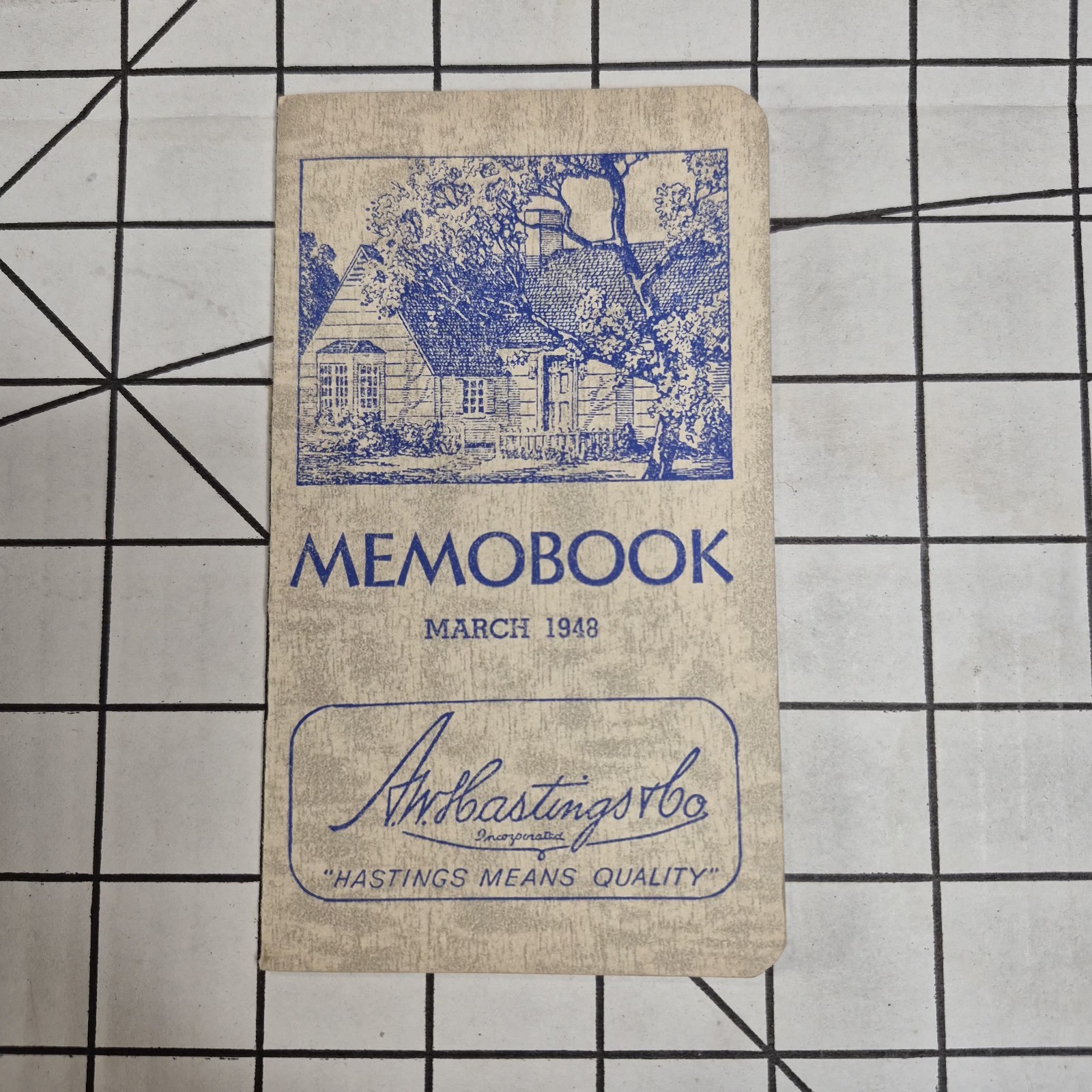 Vintage 1949 A.W. Hastings Memo Book Advertising Pocket Calendar MA