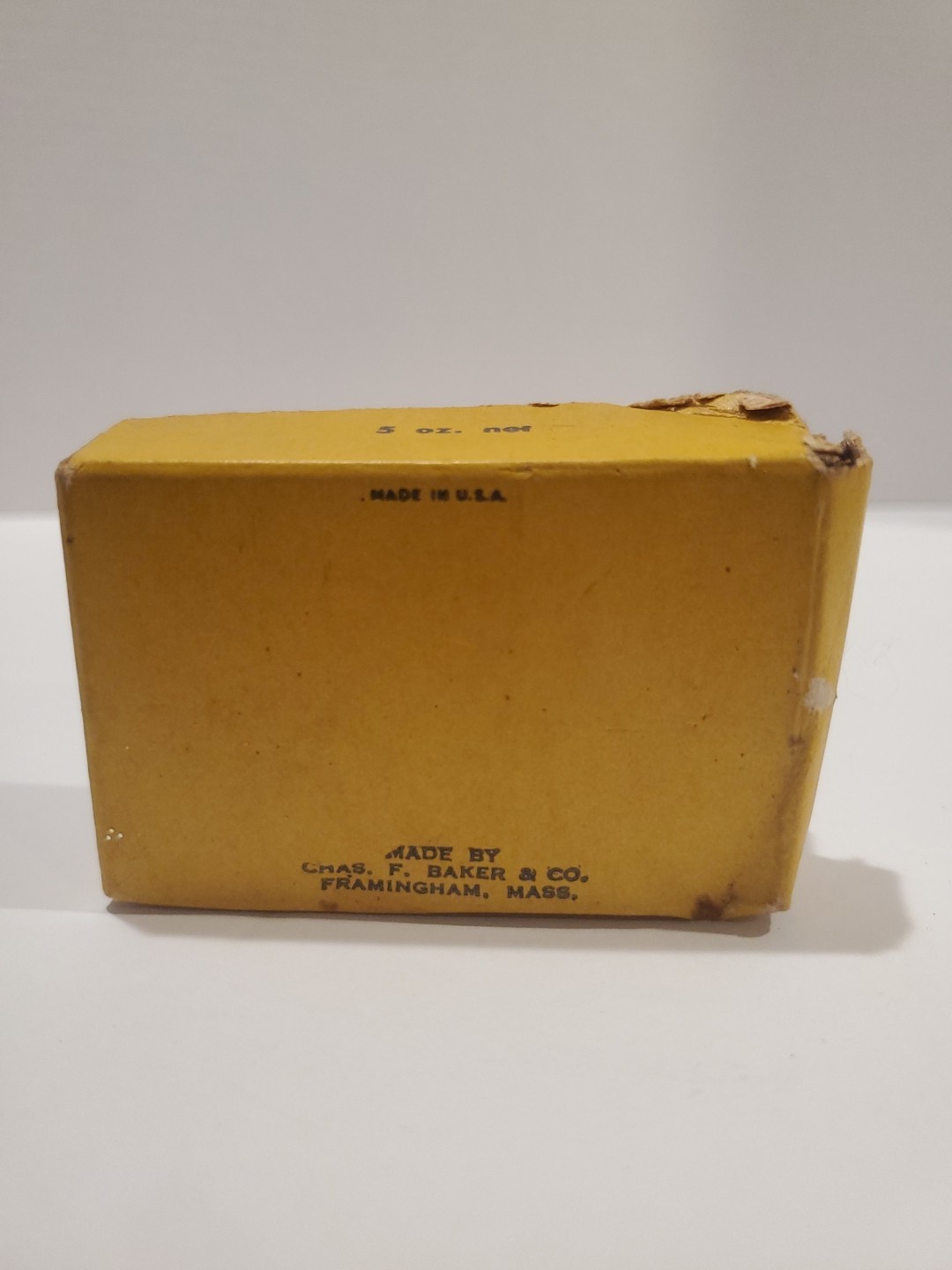 Small Vintage Cardboard Household Nail Box; Chas. Baker, Framingham, MA