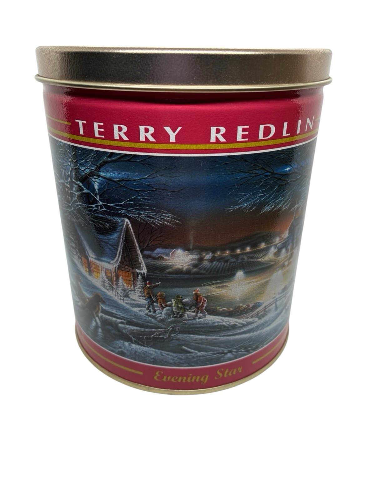 Terry Redlin Evening Star Tin Empty Vintage Style Christmas Winter Holiday Decor