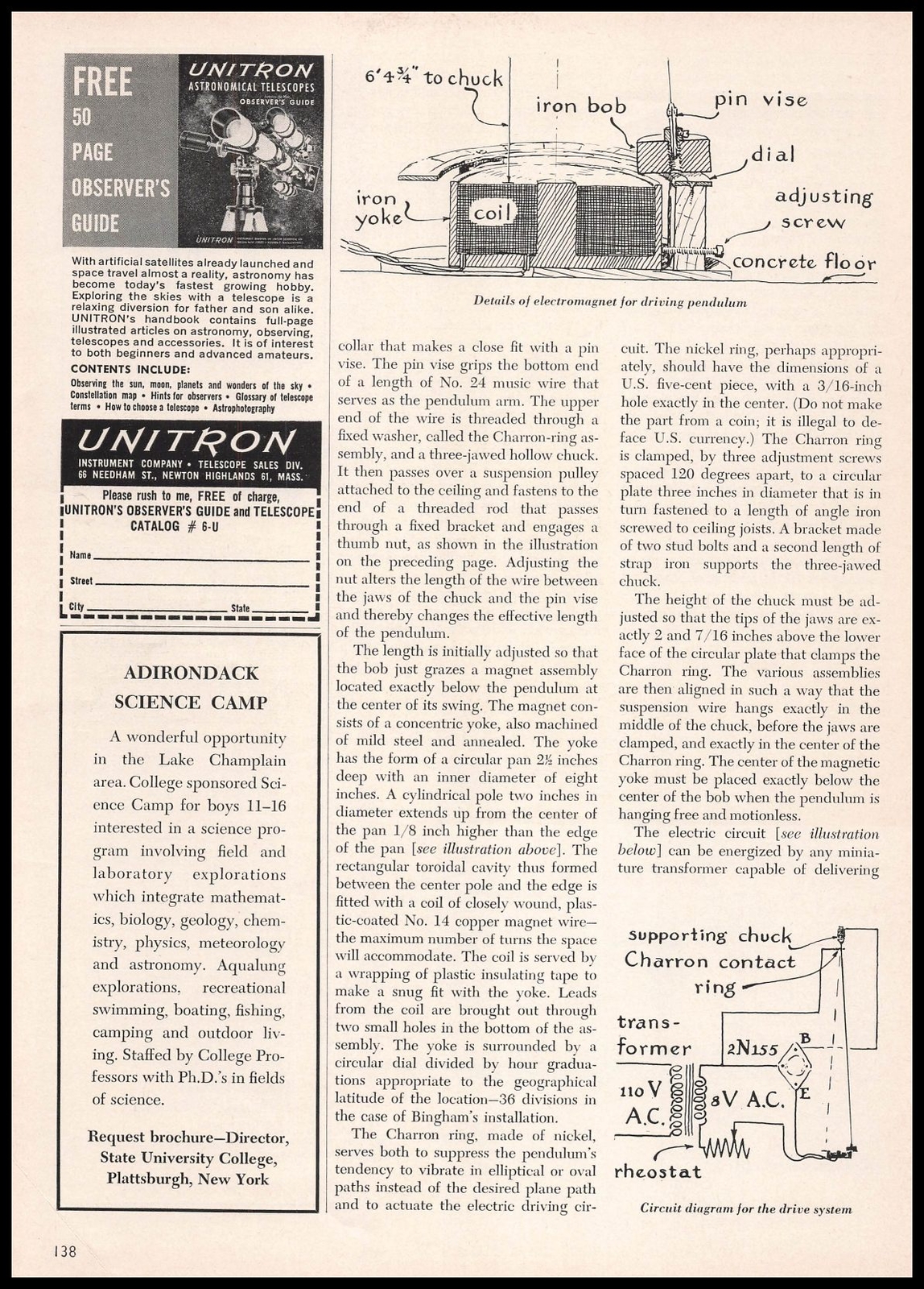 1964 Adirondack Science Camp University College Plattsburgh New York Print Ad
