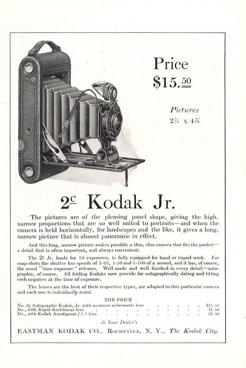 1918 Eastman Kodak: 2c Kodak Jr Price Vintage Print Ad