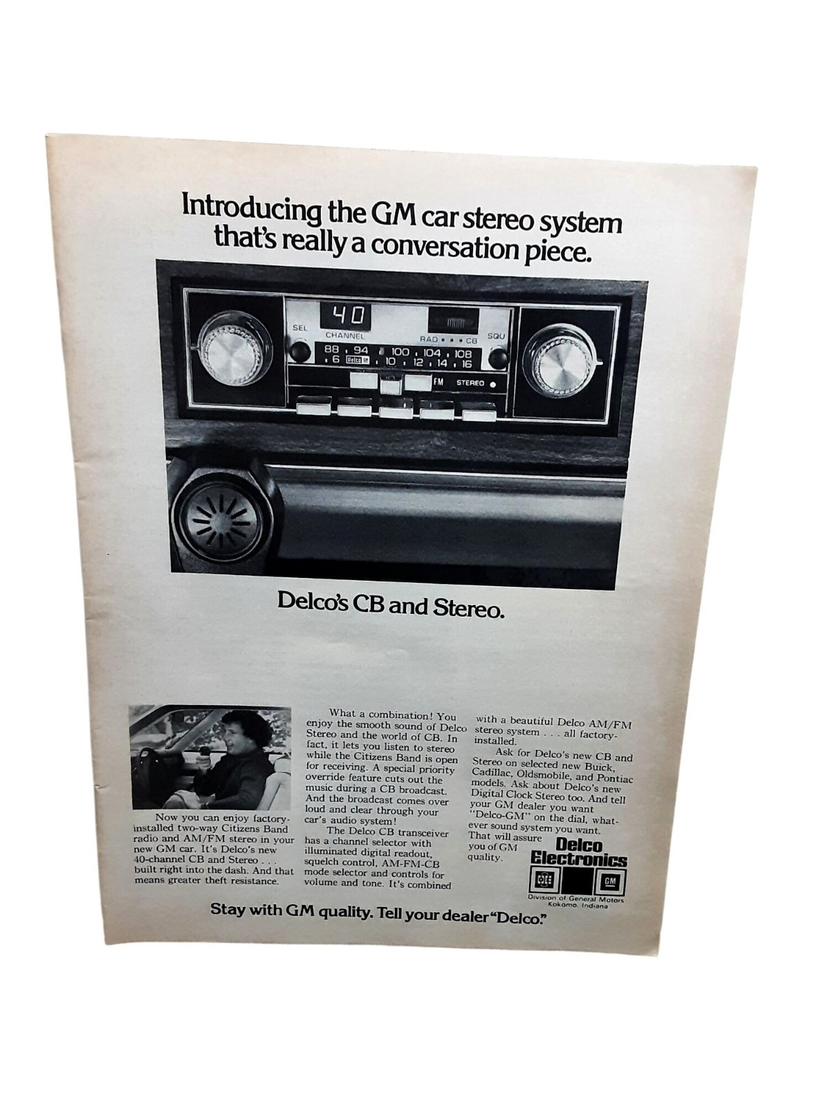 1977 Delco CB Stereo GM Car Radio System Vintage General Motors Print Ad