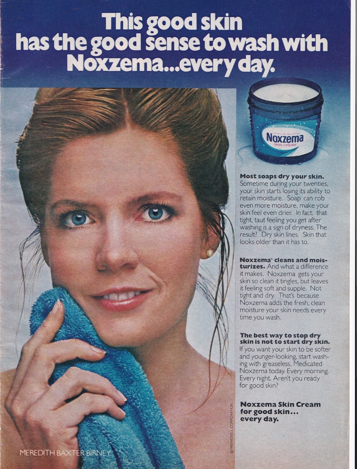 vintage 1970s magazine ad Noxzema Skin Cream MEREDITH BAXTER BIRNEY