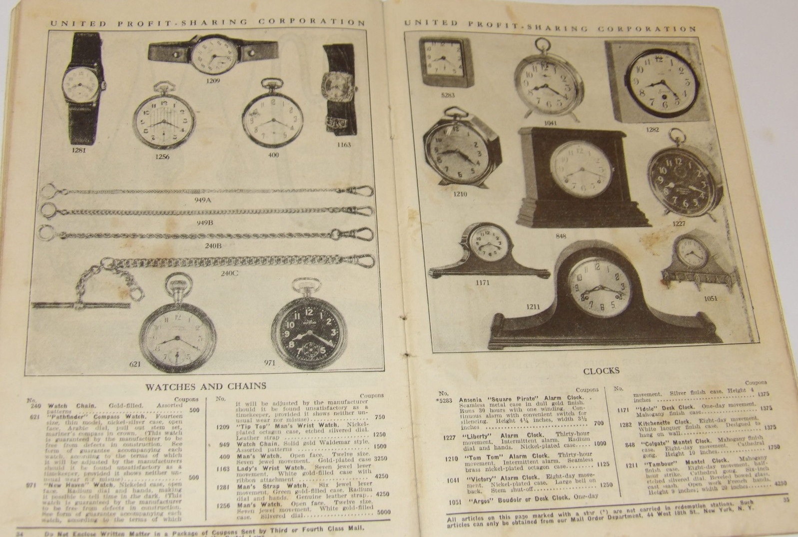 VINTAGE 1926 COUPON REDEMPTION CATALOG! TOYS/WATCHES/CLOCKS/PIPES/JEWELRY &MORE!