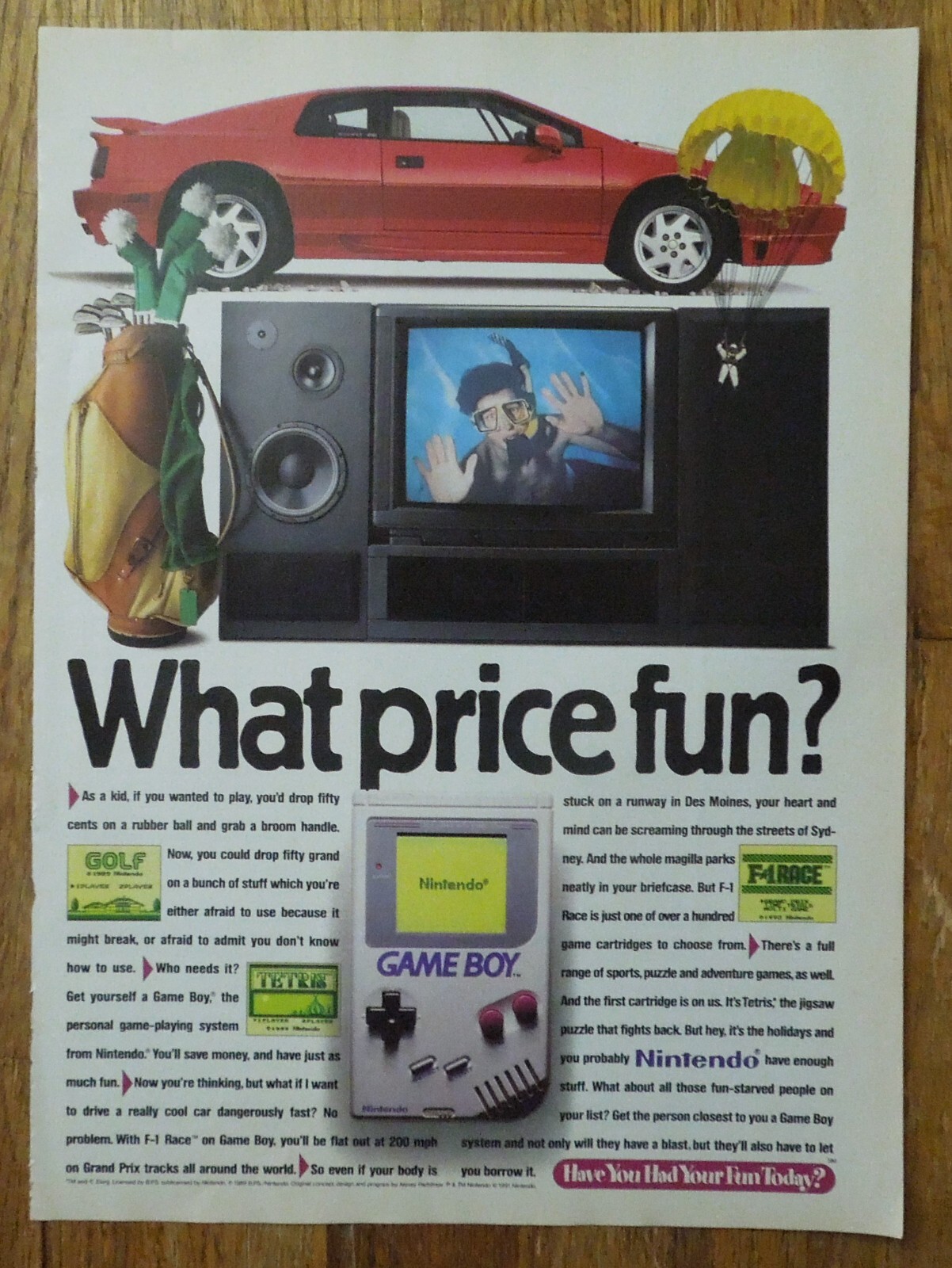 1991 NINTENDO Game Boy Personal Game Playing System Magazine Ad