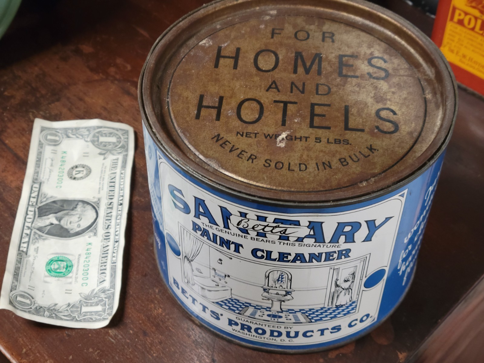 1920s Betts Sanitary Paint Cleaner Tin Can Washington DC Vintage Art Deco EXC