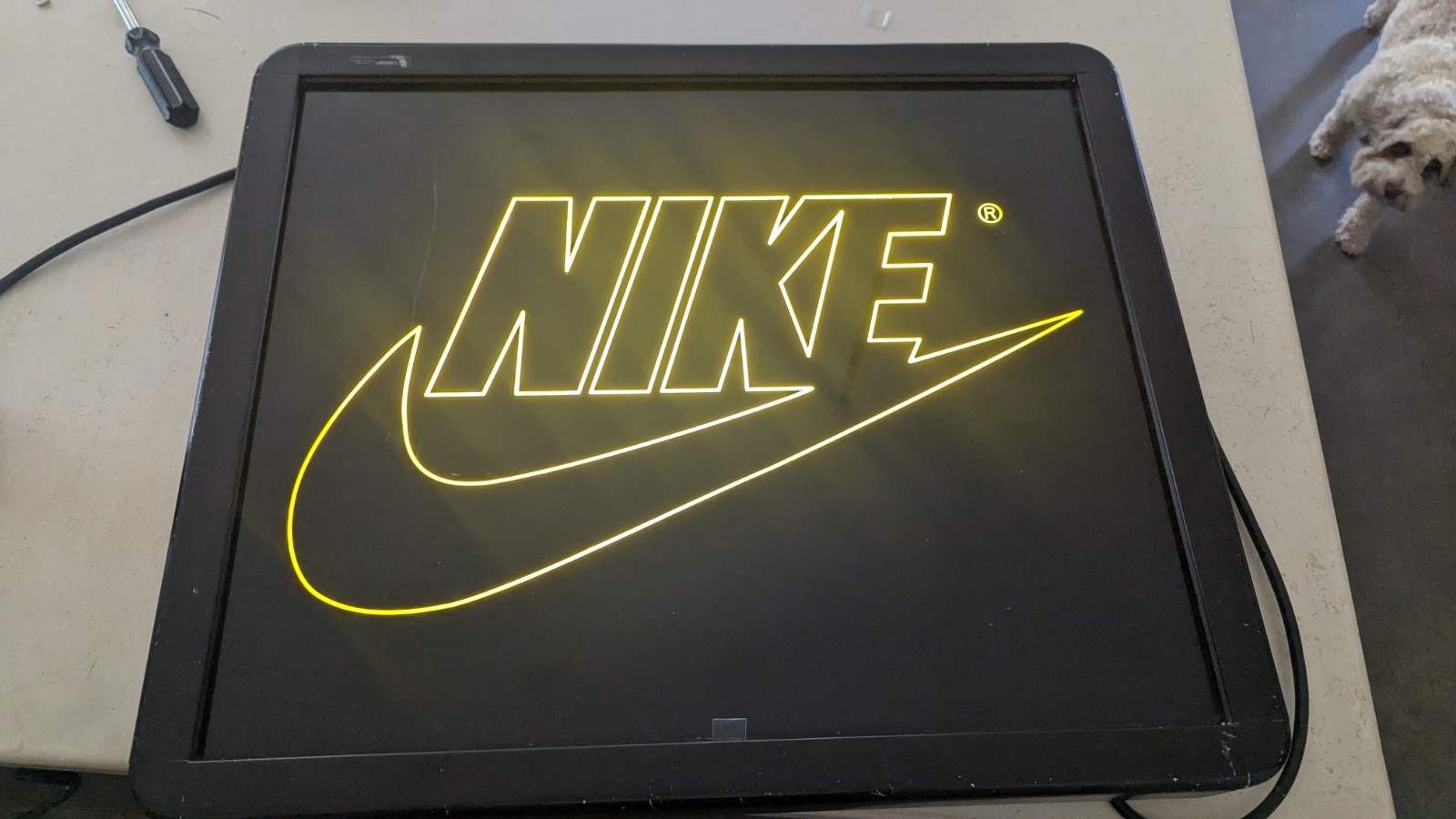 NIKE AIR STORE WINDOW SIGN ADVERTISEMENT VINTAGE RARE SWOOSH MAN CAVE Light Up