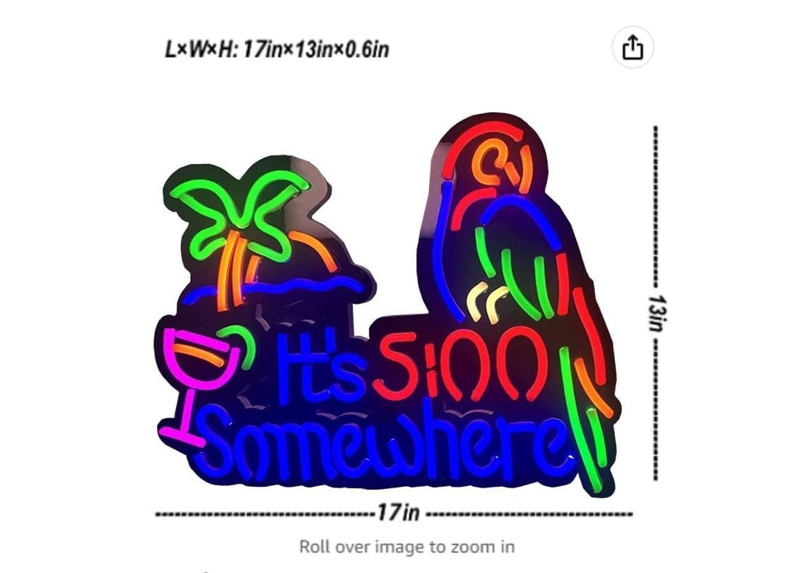 IT’S 5:00 FIVE OCLOCK SOMEWHERE Neon Light Sign, Man Cave Men LED Light, Home…