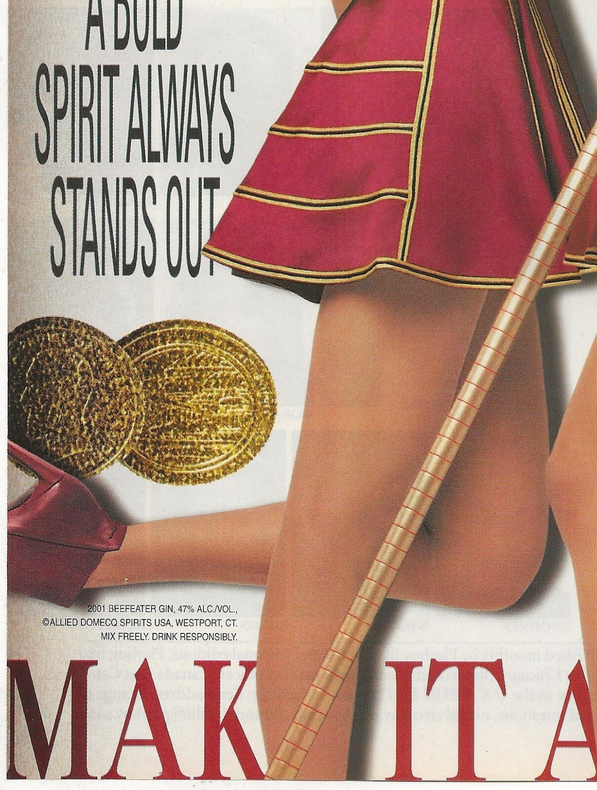 Vintage Print Ad Beefeater Gin – A Bold Spirit Always Stands Out – Dec 2001