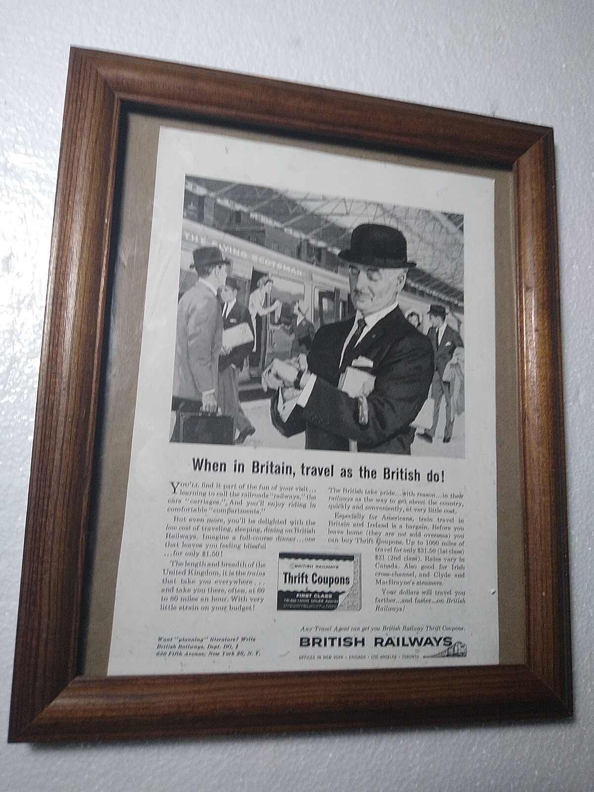 British Railways 1961 Print advertsmnt 6.5×9.5″ in vintage 8×10″ frame unmatted