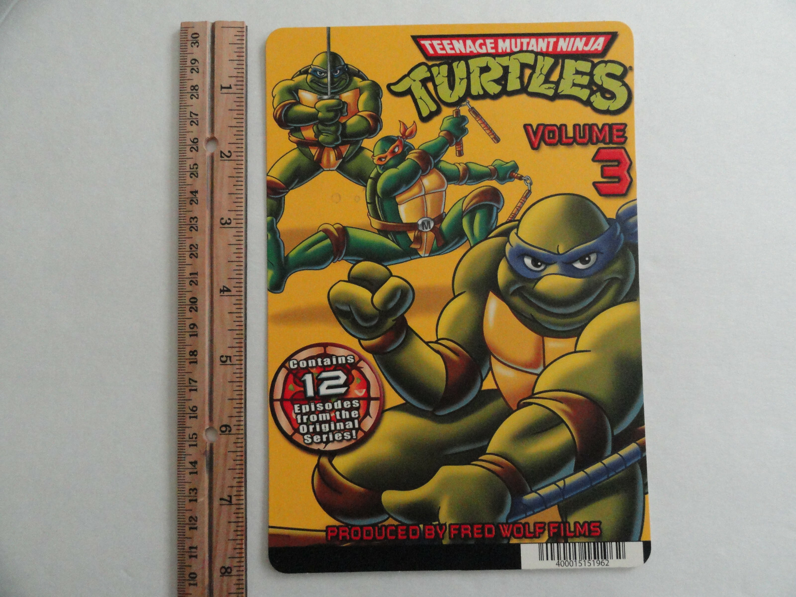 TEENAGE MUTANT NINJA TURTLES VOL 3 BLOCKBUSTER VIDEO BACKER CARD 5″X8″ -NO MOVIE