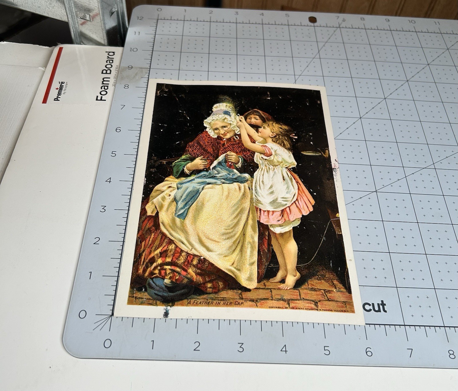 Great Atlantic Pacific Tea Co Large Trade Card Girl Feather Grandmother’s Cap
