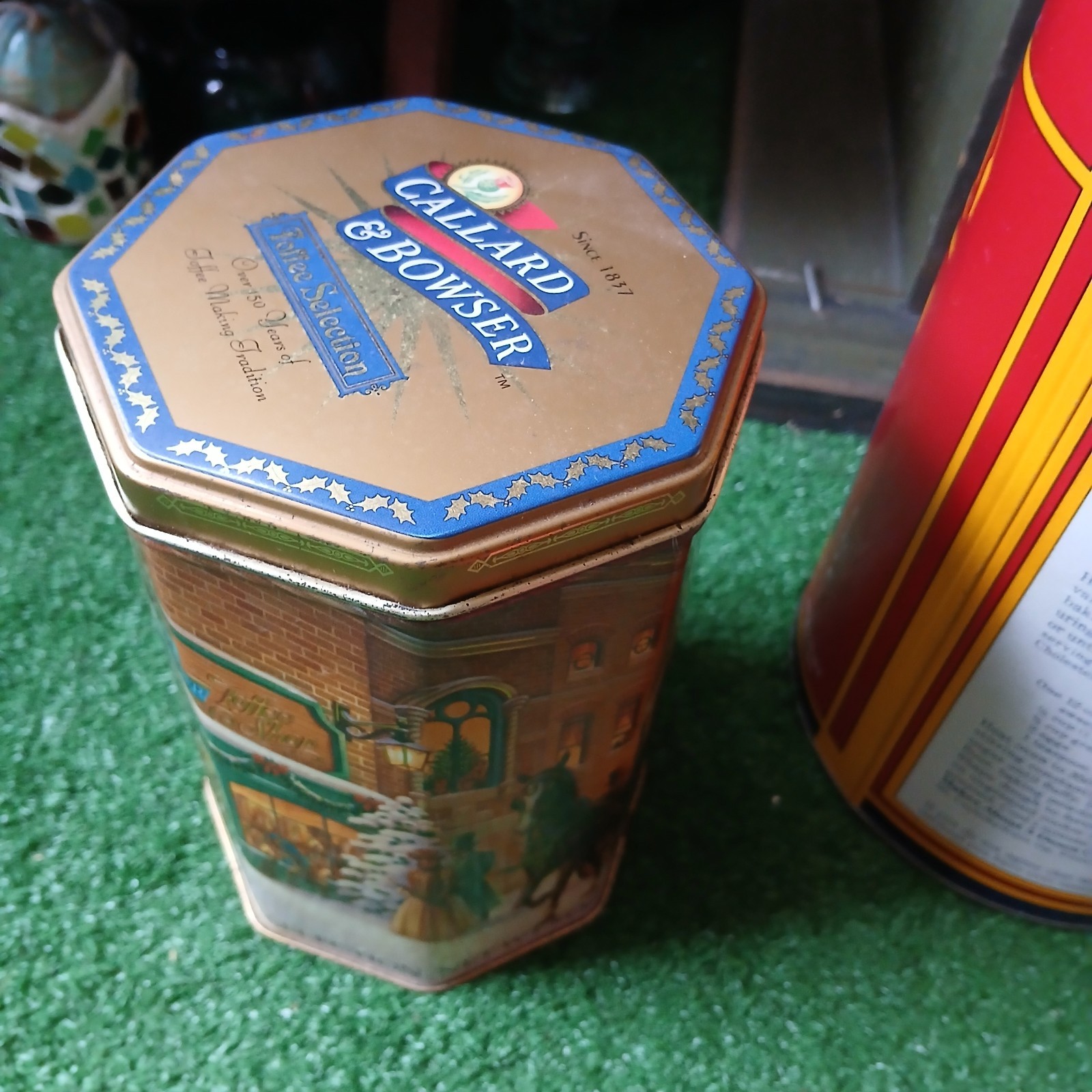 VTG LOT OF 6 EMPTY TIN CANS,QUAKER OATS,UNCLE BENS &MORE IUC