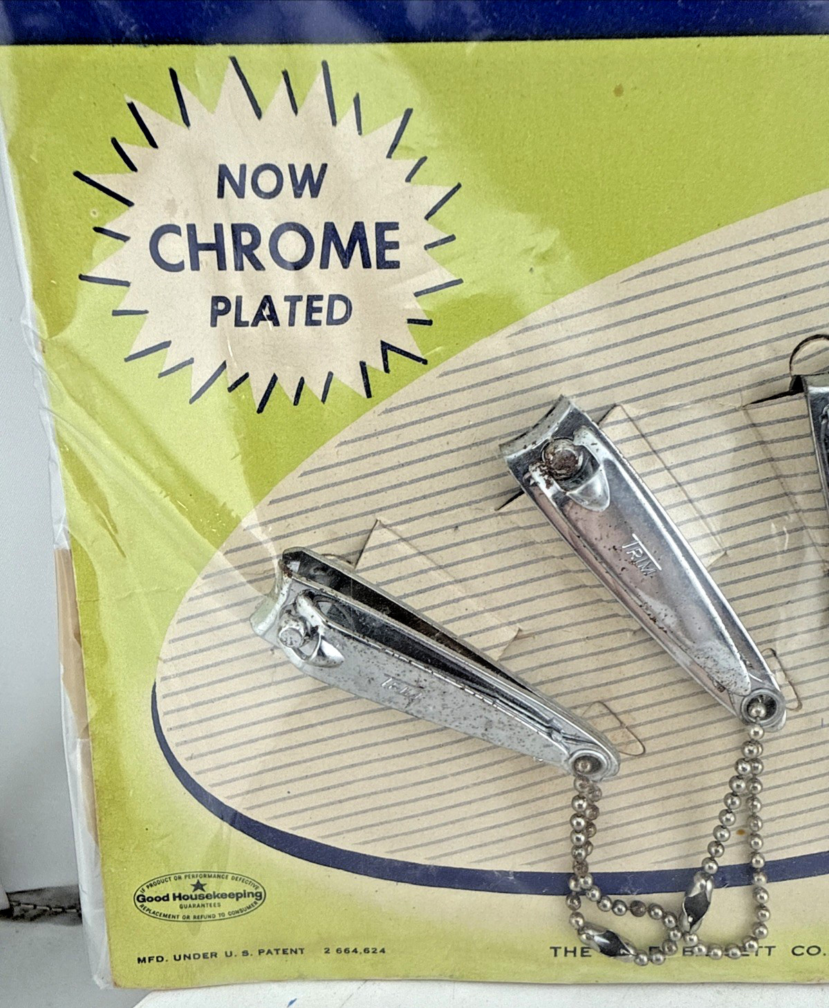 Vtg Novelty Key Chain TRIM Nail Clipper Chrome Plate Original Store Display of 6