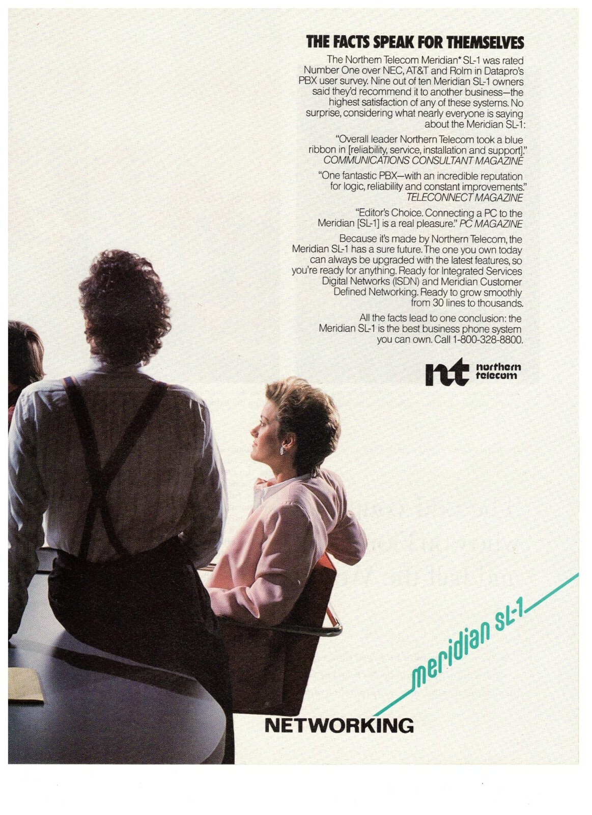 1989 Northern Telecom Meridian SL-1 Networking Vintage Print Advertisement