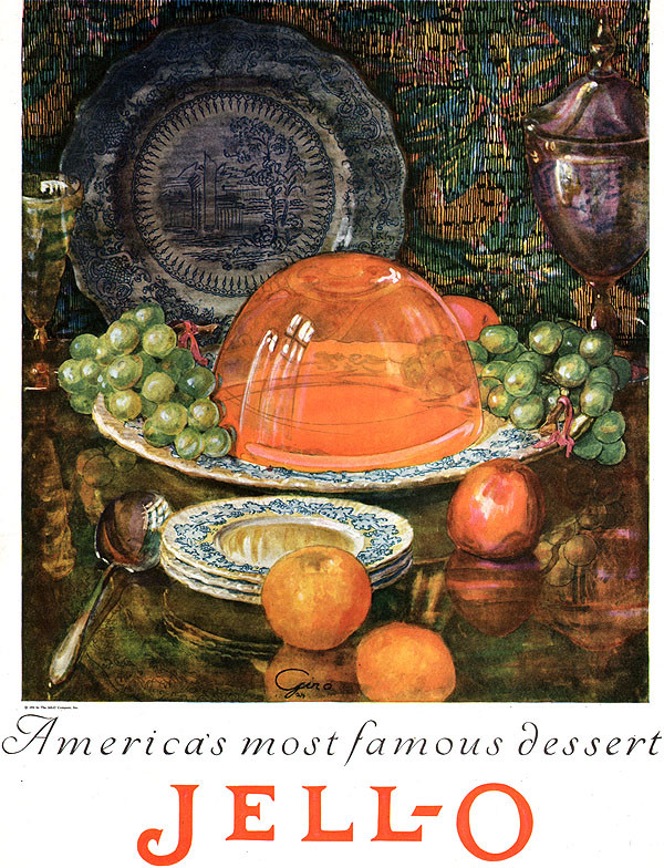 Guy Giro Rowe JELLO Stylized Wedgwood Grape Plate BLUE WHITE CHINA 1924 Print Ad