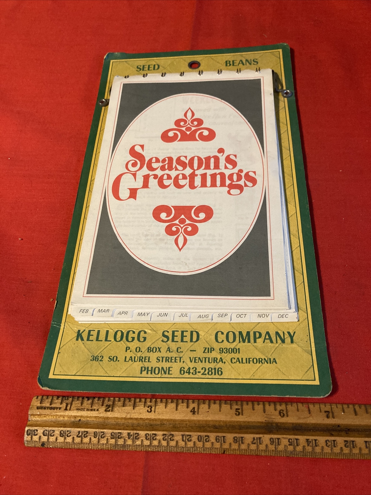 Vintage 1973 Season’s Greetings Kellogg Seed Company Calendar Unused