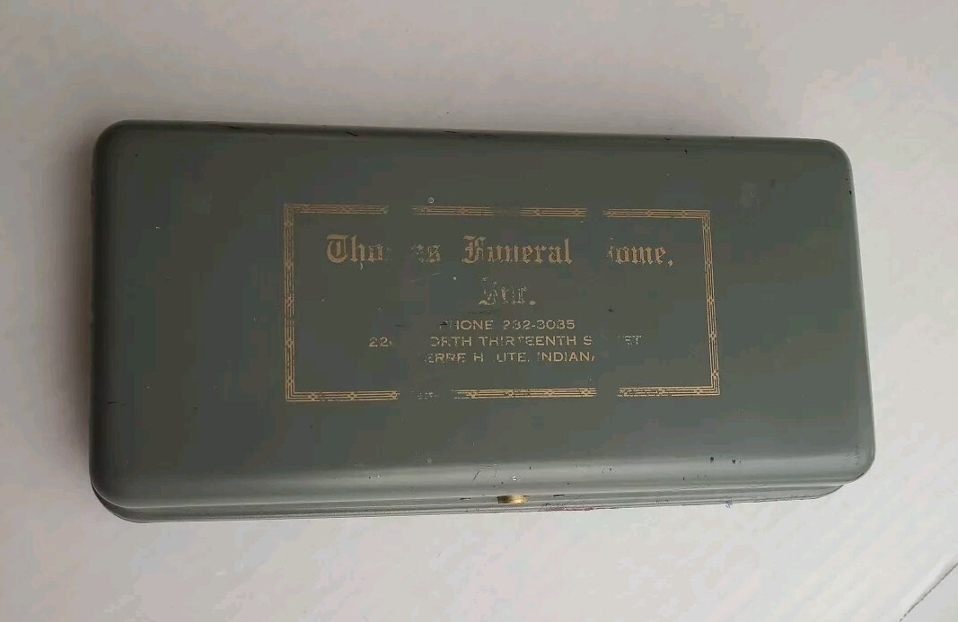 VTG Metal Cash Box Lock Key Terre Haute, Wabash, Indiana Funeral Home Early 1900