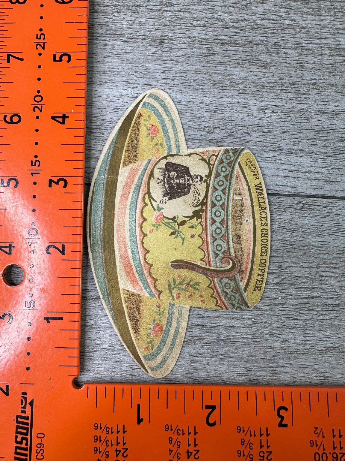 Victorian Wallace’s Choice Coffee Die-Cut Trade Card Cup & Saucer Chromo