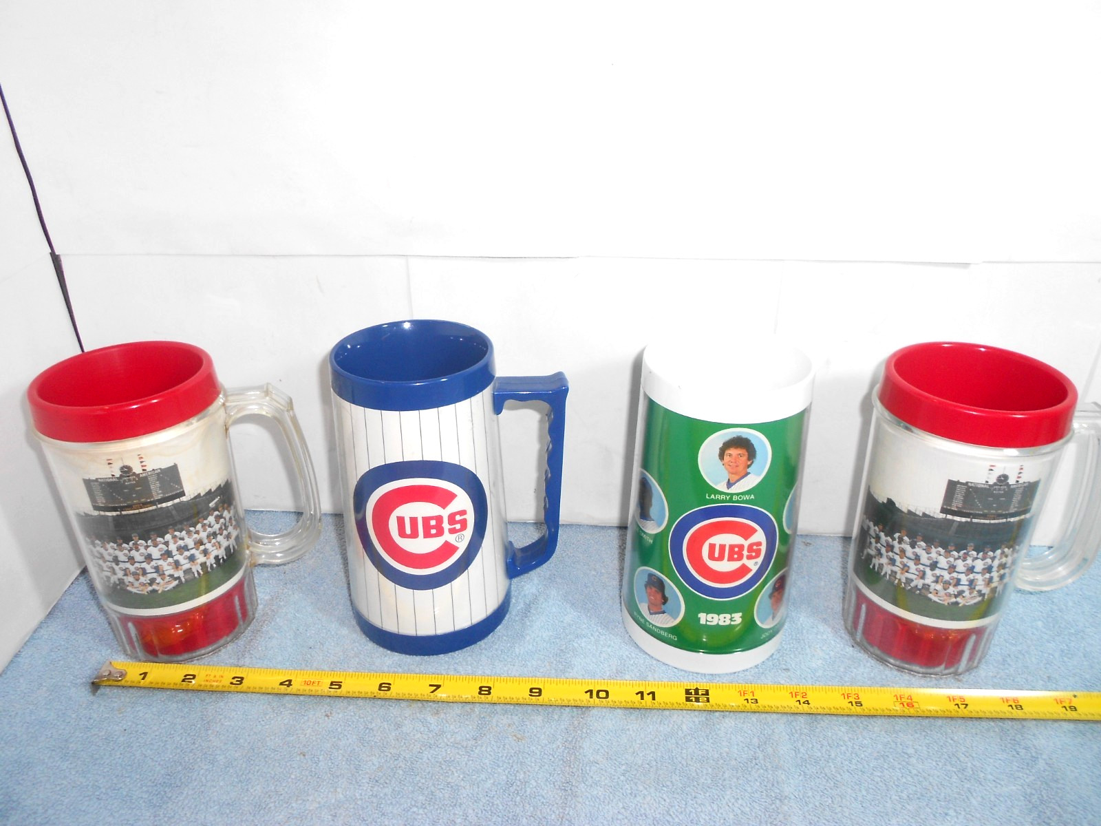 4 PIECE VINTAGE CHICAGO CUBS BASEBALL TEAM INSULATED MUG COLLECTION 6×3 in -L429