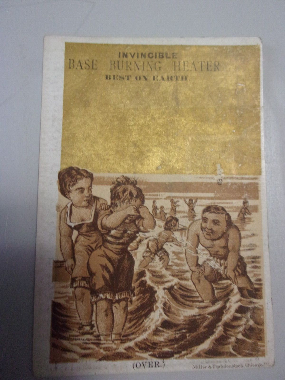 Antique Invincible Base Burning Heater Trade Card free shipping