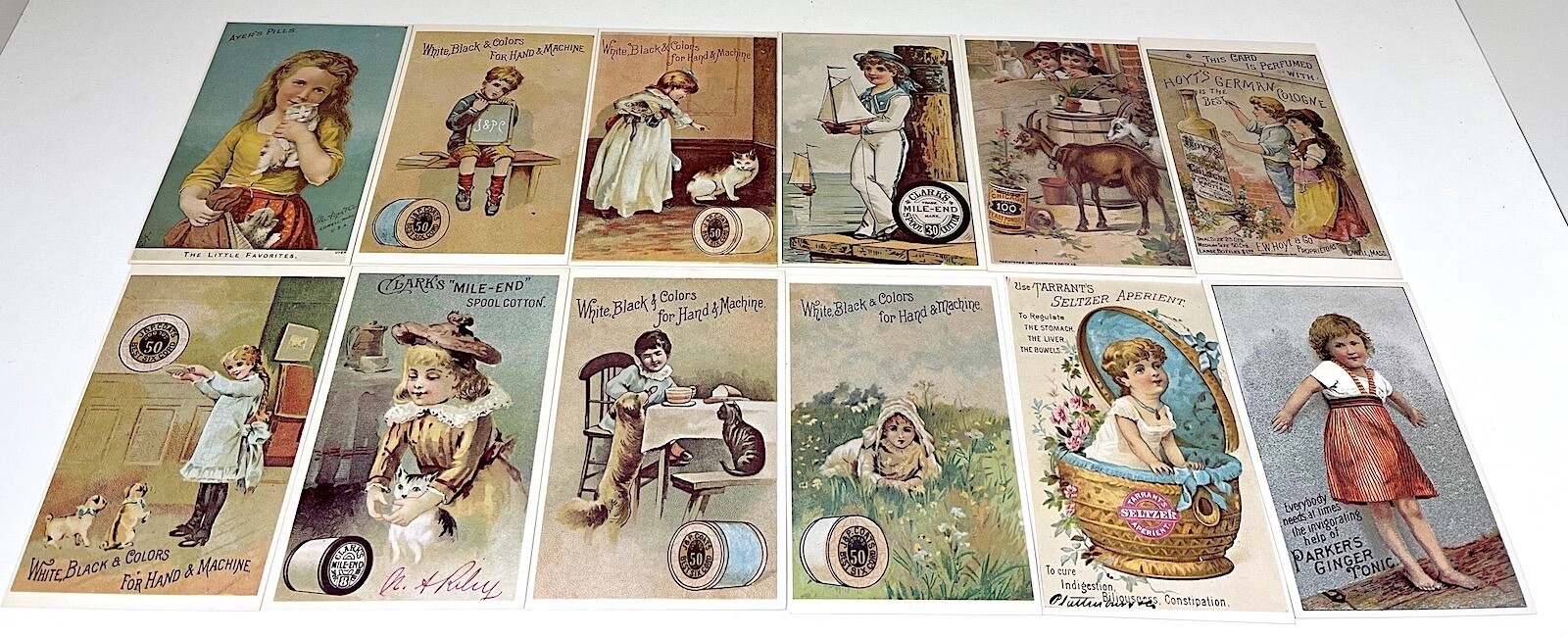Lot of 12 Modern Reproduction of Victorian Era Trade Cards, Unposted