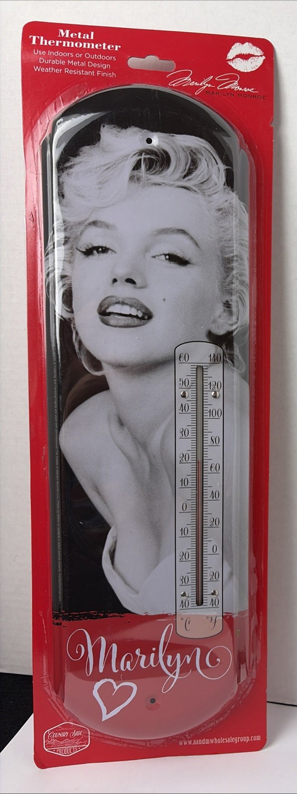 Marilyn Monroe #1 Metal Thermometer 56013 Country Side Products 17-3/8″ X 5-1/8″