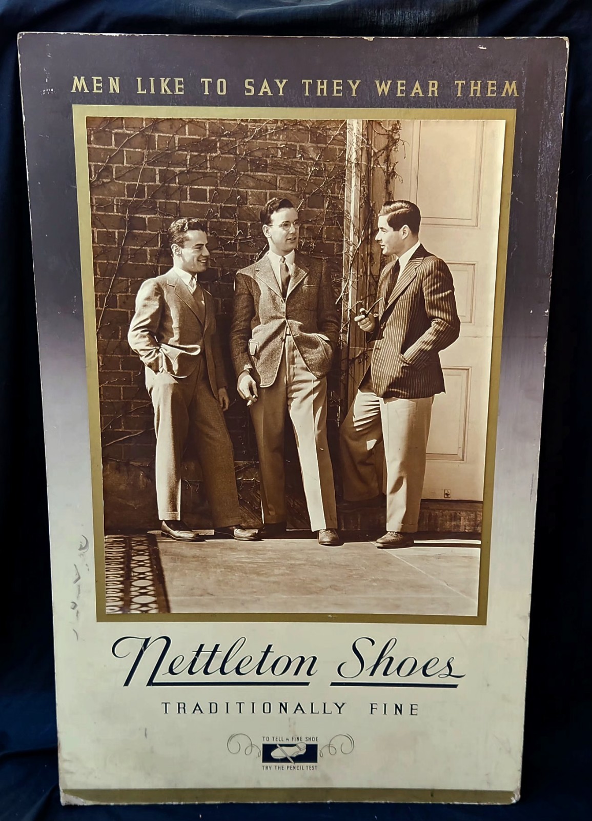 Vtg 1940s Nettleton Shoes Poster Board Easel Back Late Deco/Streamline Moderne