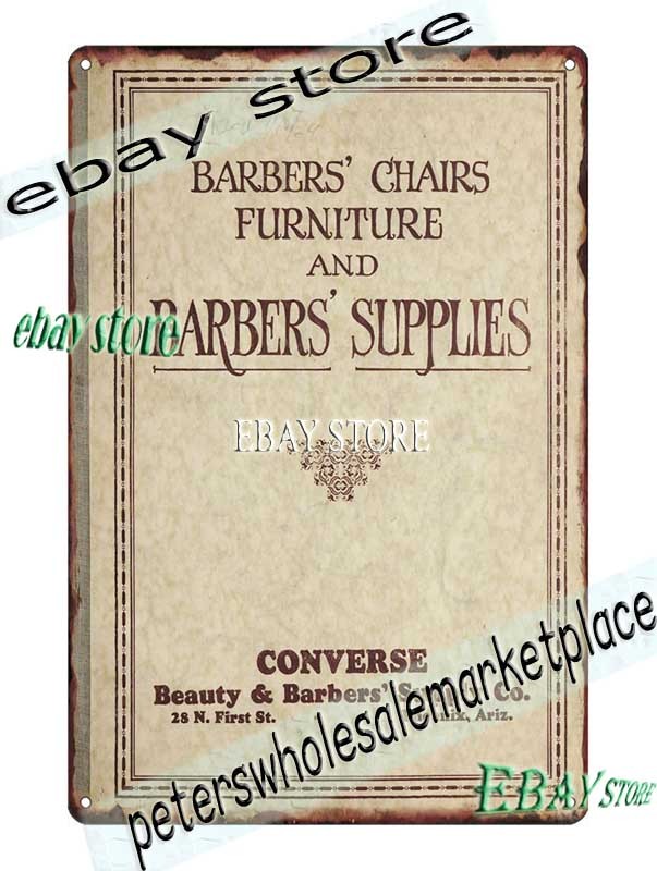 1928 Barbers Chairs Barber Shop Supplies Tin Sign contemporary home decor