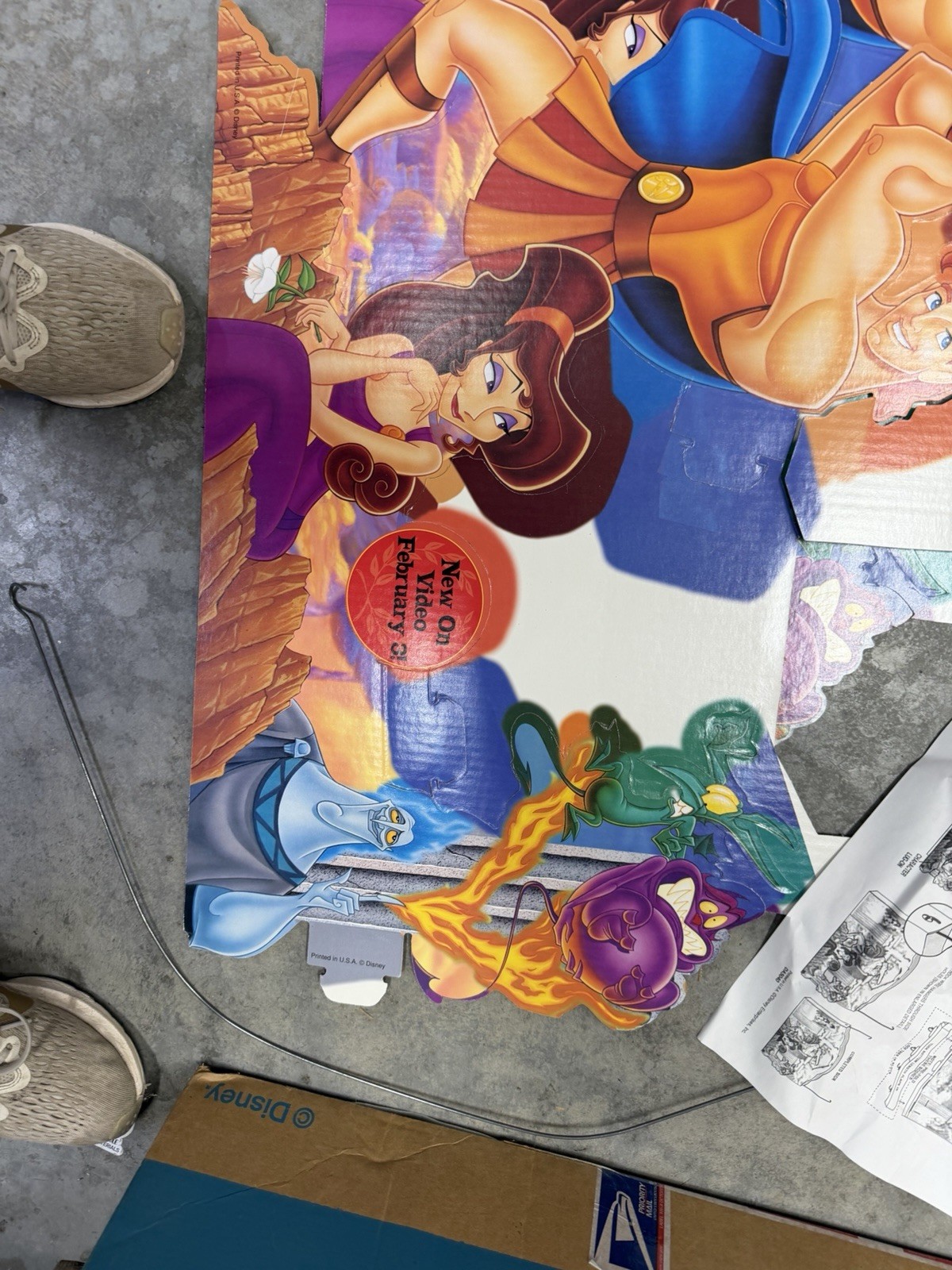Vintage 1997 Disney Hercules VHS Video Store 3D Hanging Sign Movie Display 1990s