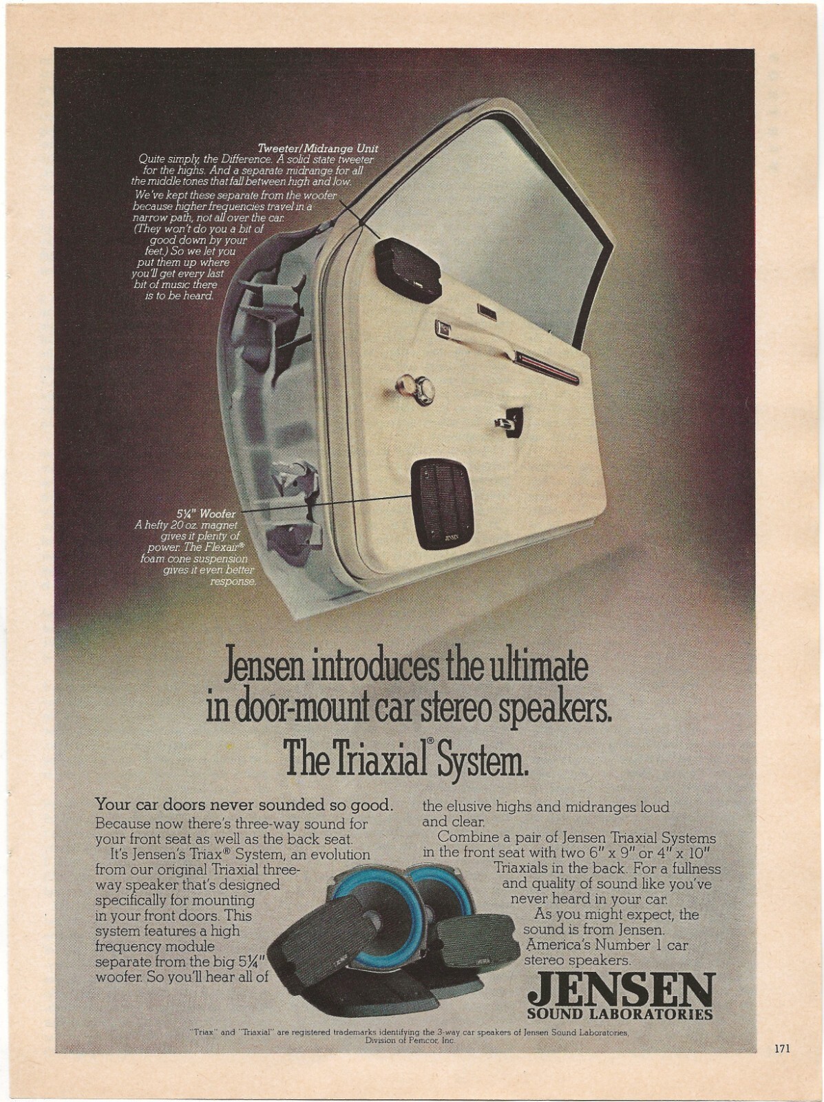 Vintage Print Ad Jensen Car Speakers – The Triaxial System – July 1978 11″x8″