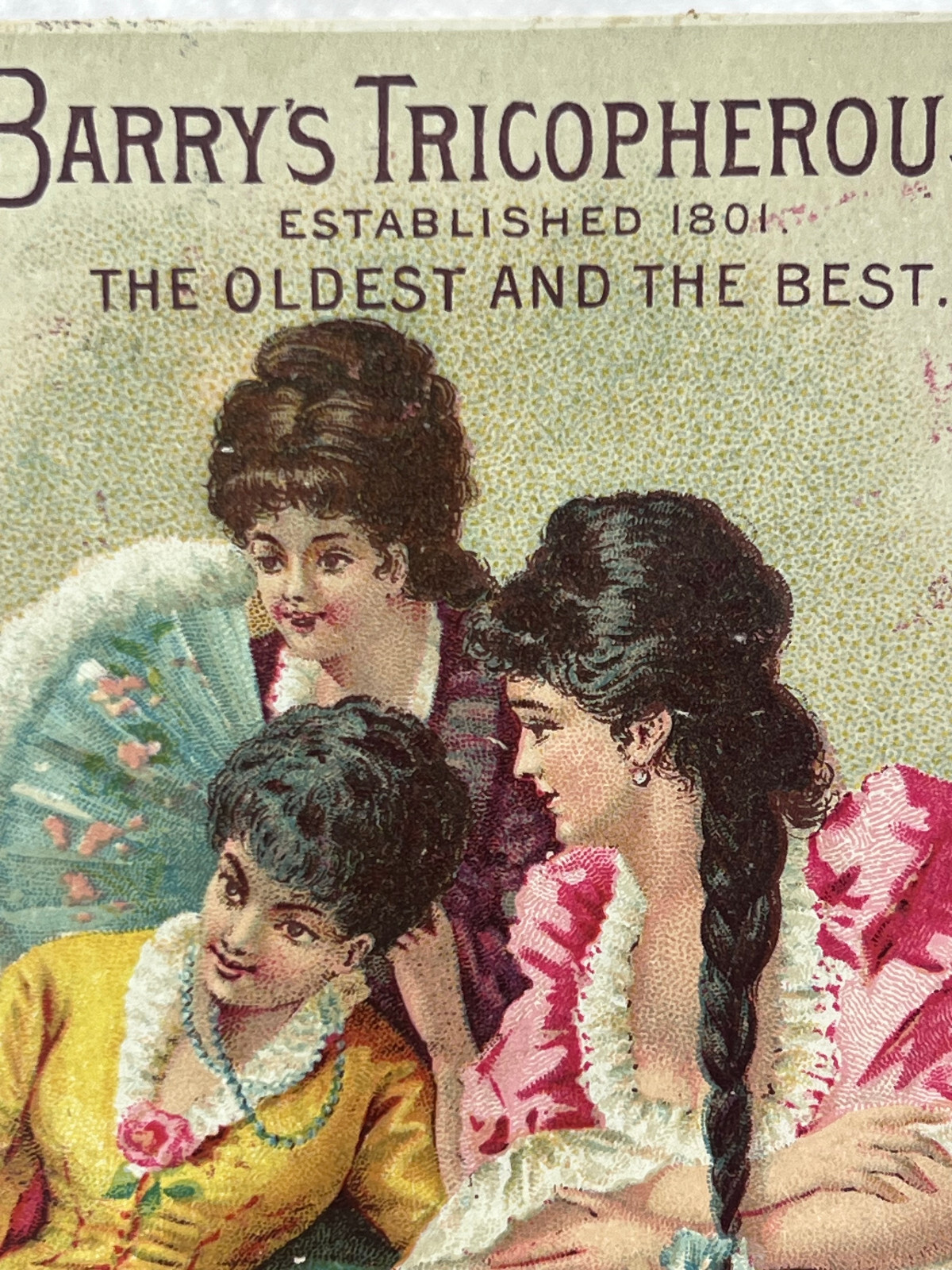 Antique Victorian Trade Card Barry’s Tricopherous Hair Restore Quackery New York