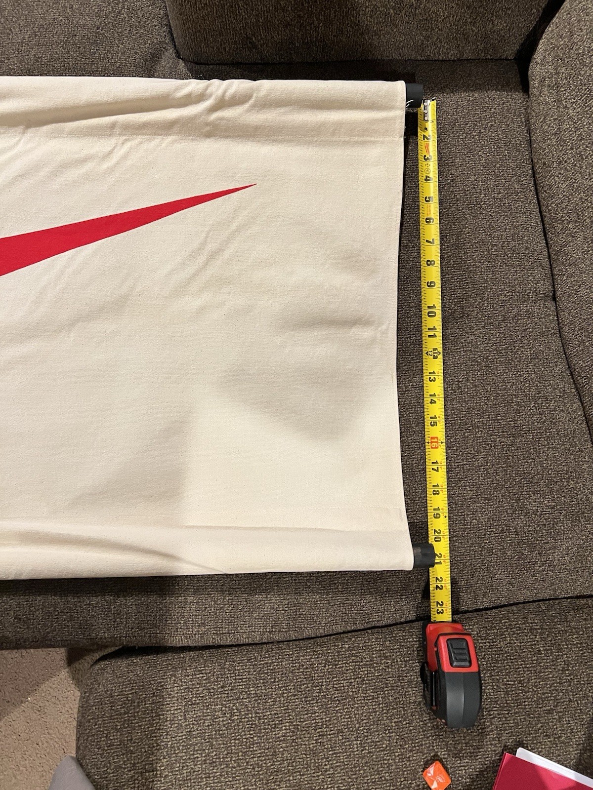RARE Vintage Orig 90s NIKE Swoosh Retail Banner Canvas Cloth Wood Dowel Inserts
