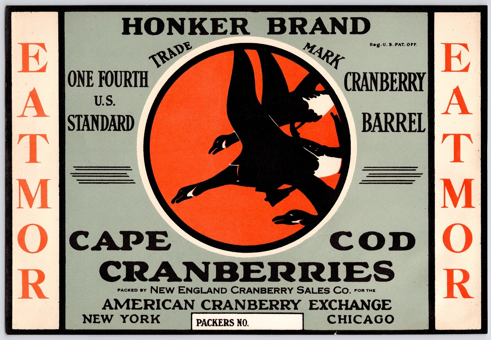 c1900s~Honker Brand~Cape Cod Cranberries~Geese~Vintage Crate Label Advertising