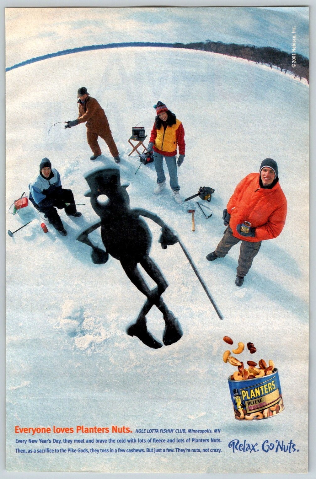 2001 MR. PEANUT IN THE SNOW PLANTERS Vintage 5″X7.5″ Magazine Ad 2000’s TV43