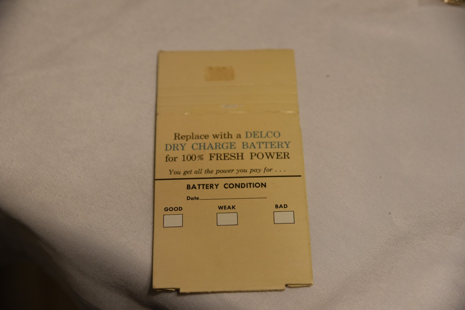 VINTAGE NOS DELCO 100% FRESH VISOR SLEEVE THERMOMETER