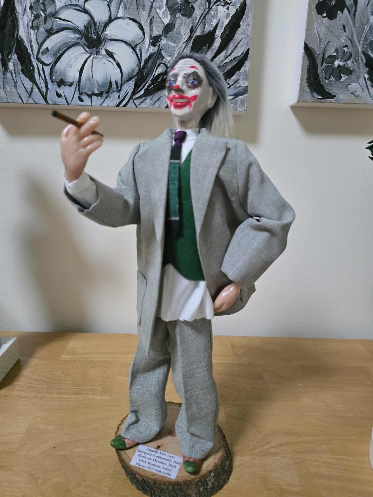 A Jocker/Designer Collectable Ceramic Doll/ 16 inches Tall/ One of a Kind
