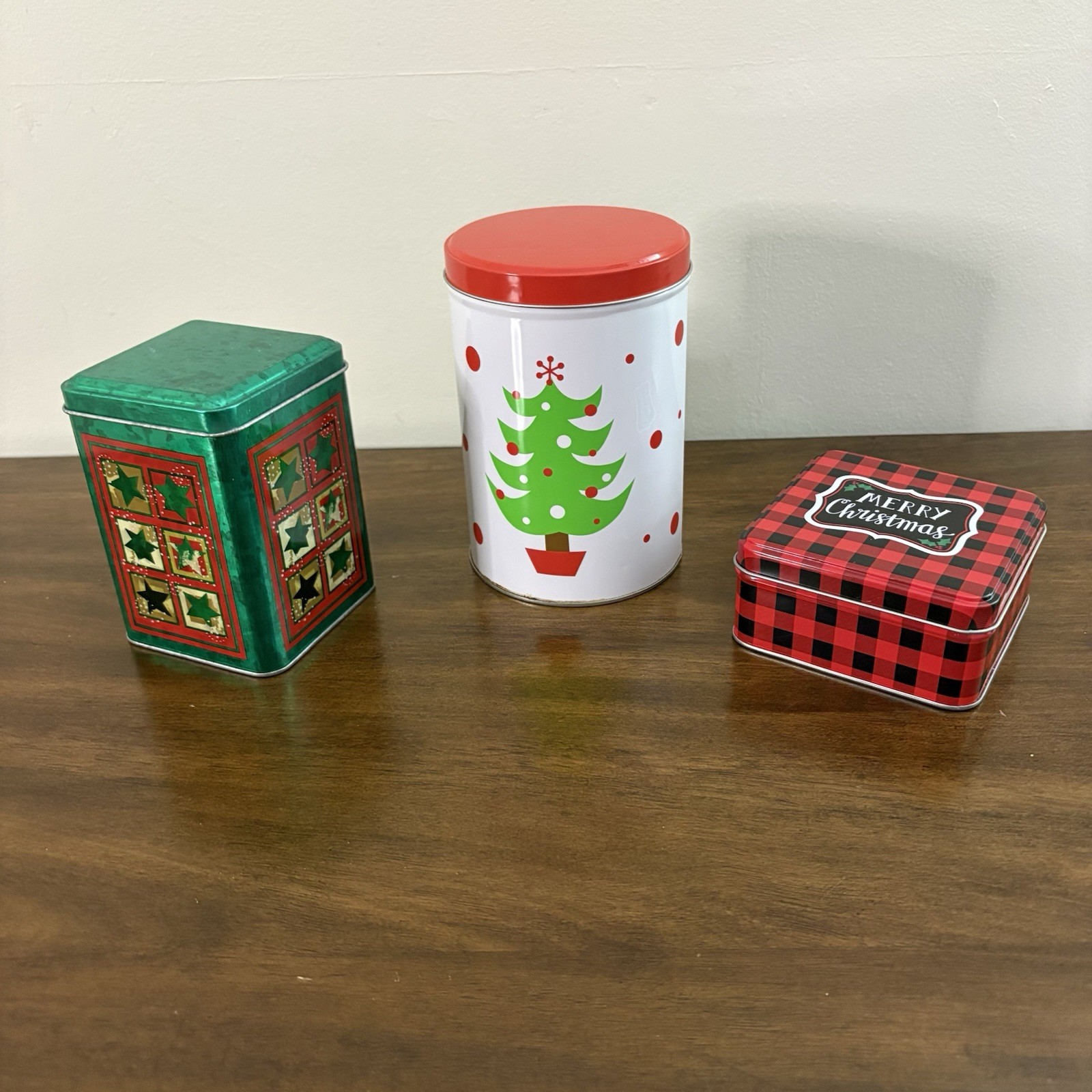 Set Of 3 Christmas Holiday Tins Gift Box Holder B#1