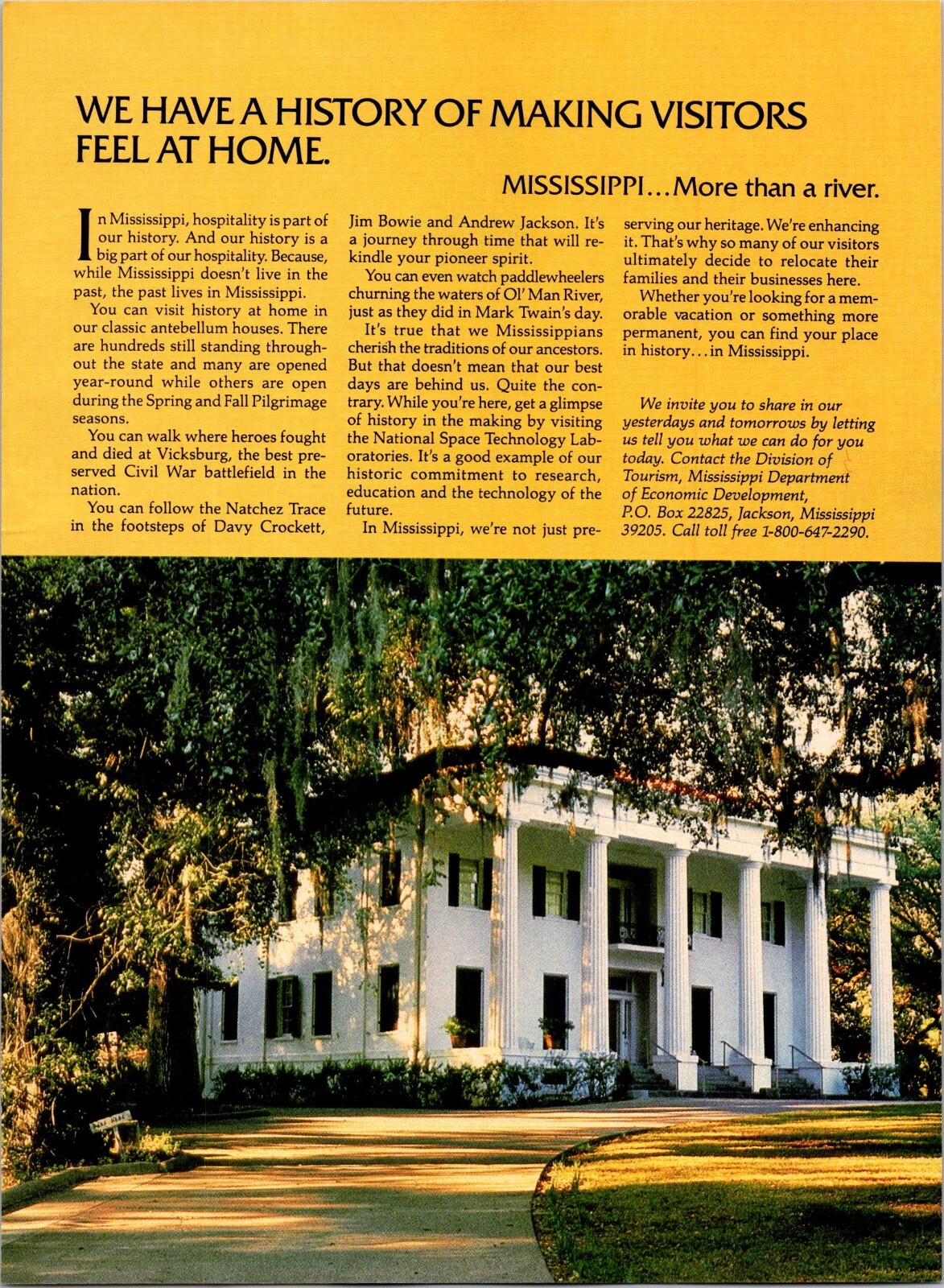Mississippi Visitors Feel at Home Original Vintage Print Ad