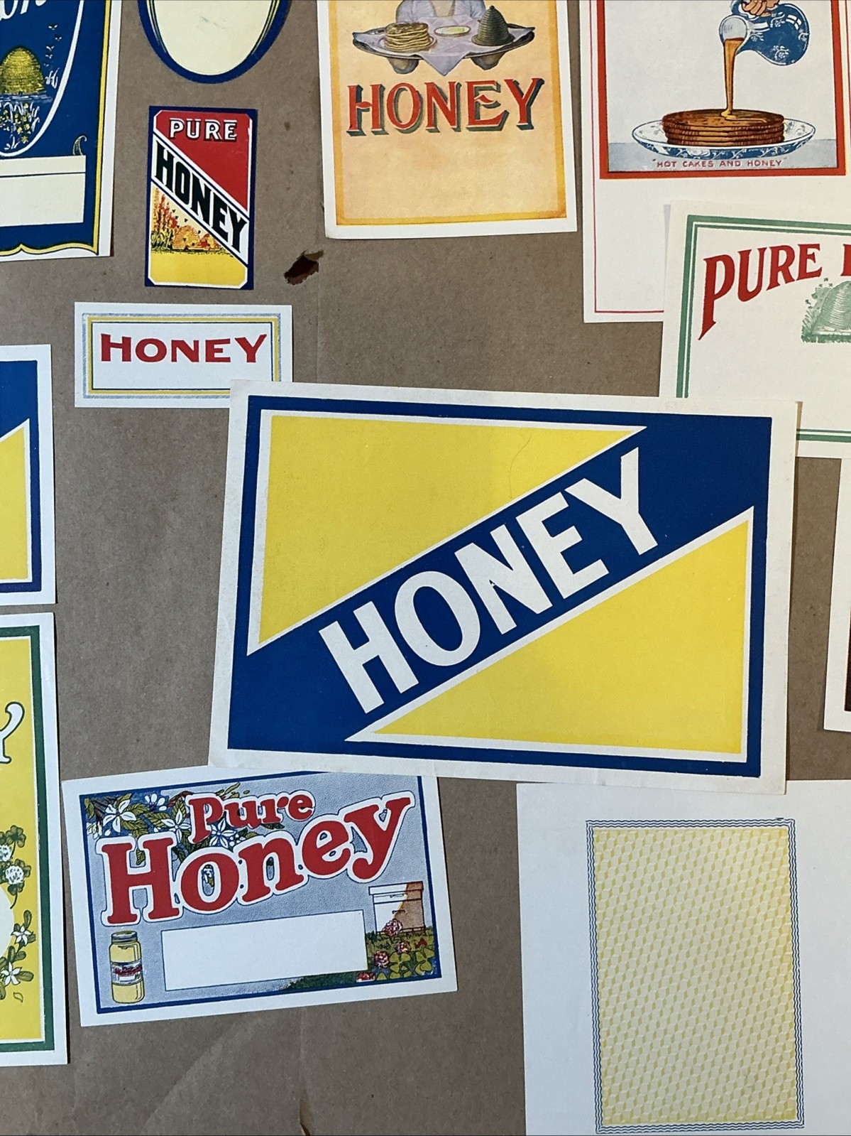 Group Of Early 1900s Printer Samples Blank Labels Pure Honey INV-P1179A