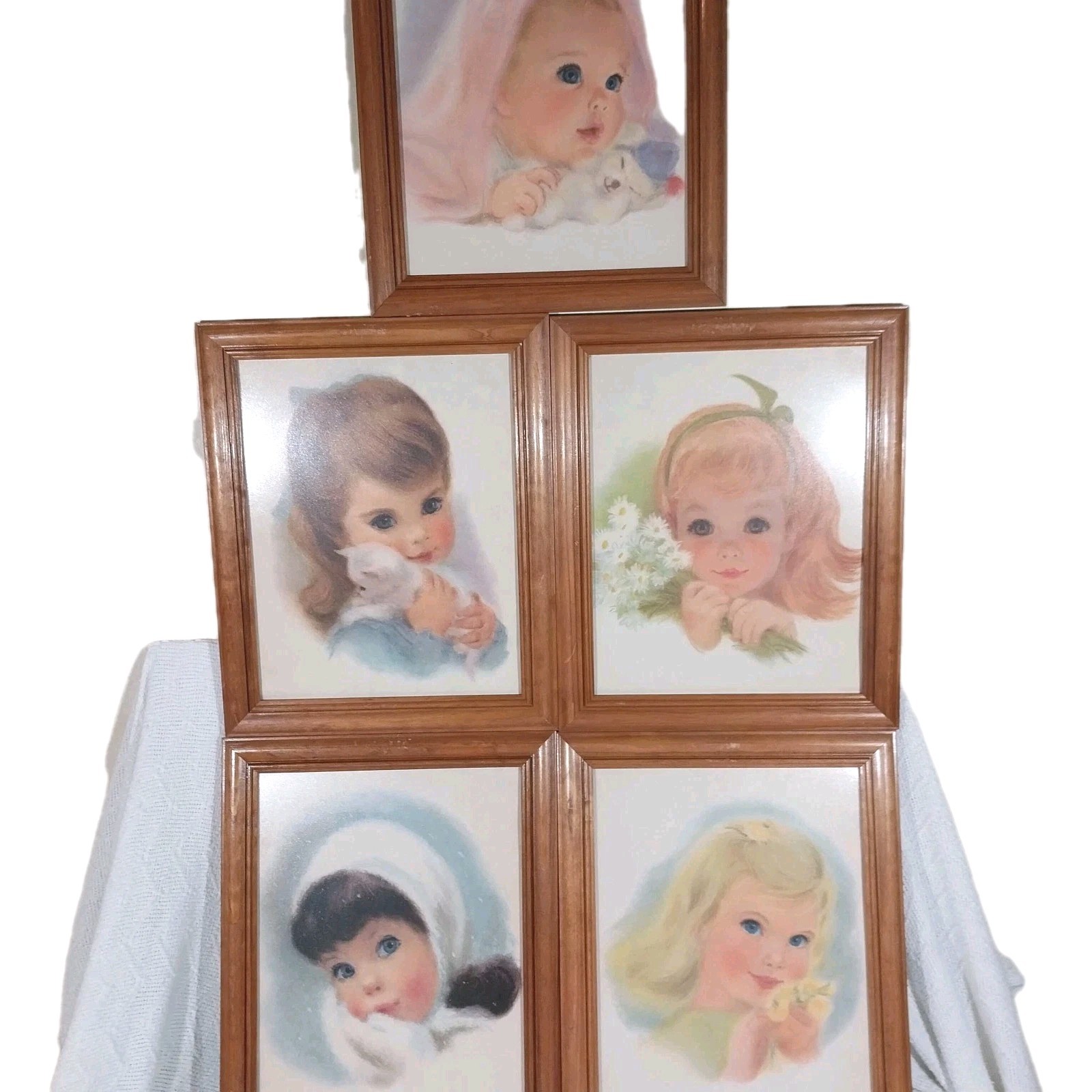 Vintage 1958 Set 5 Northern Tissue Prints Frances Hook American Beauties Framed